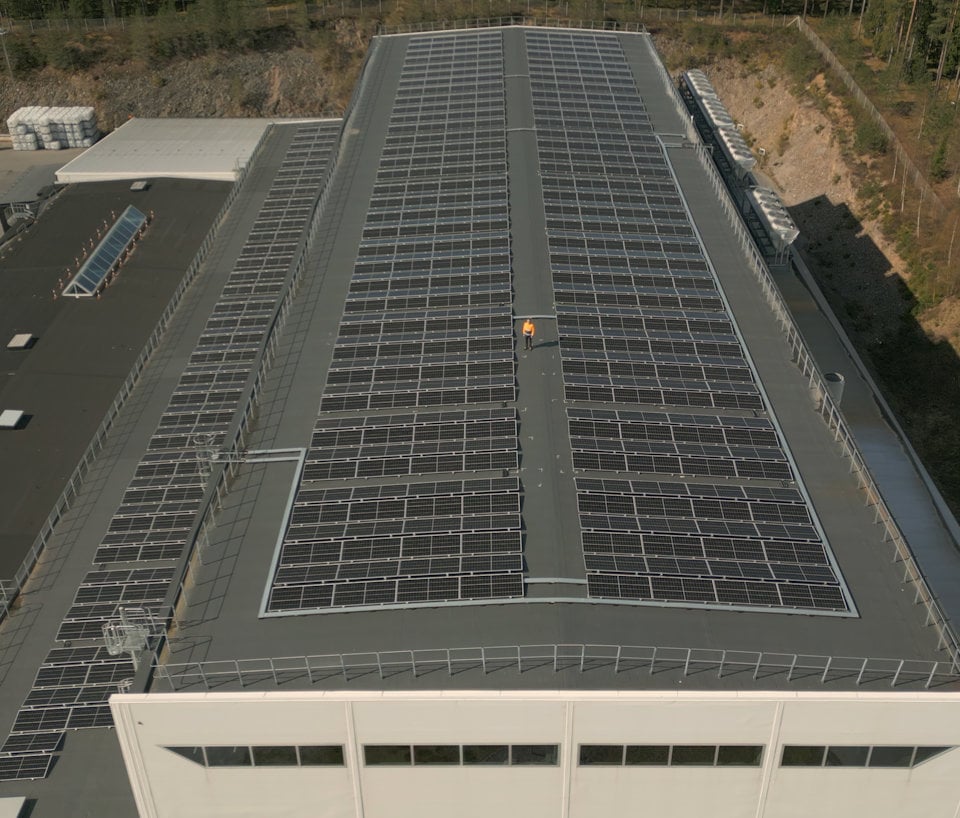 a building with solar panels