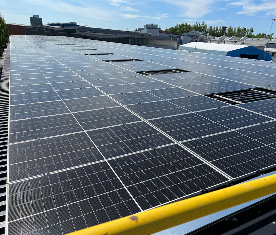 solar panels on a roof