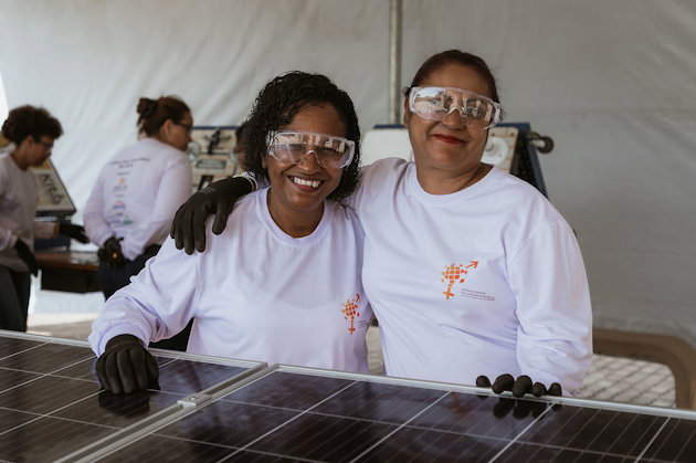 Women taking part in a training program for solar power technicians at Boa Sorte solar complex